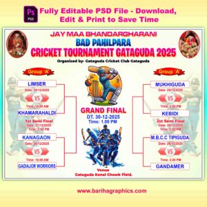 8 Team Cricket Tournament Fixture Fully editable PSD file 2 (Bariha Graphics)