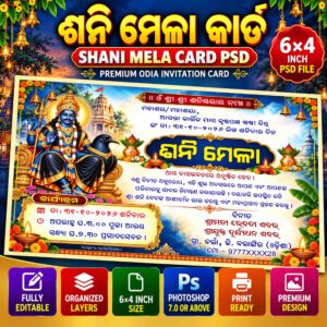 Shani Mela Card PSD – Best Premium Odia Shani Mela Card Editable PSD File (6×4) | Bariha Graphics